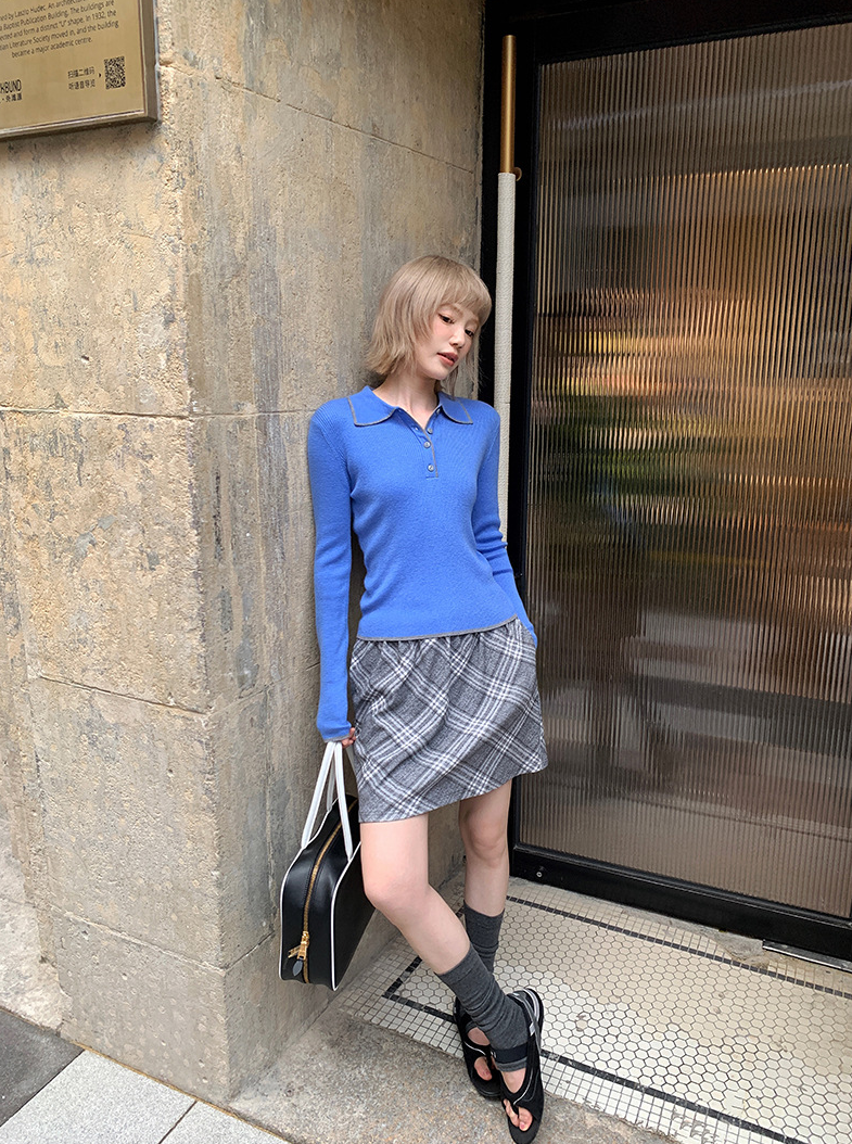 ステッチ カラーニットポロ