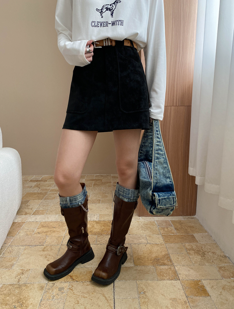 フェイクスエードAラインミニスカート