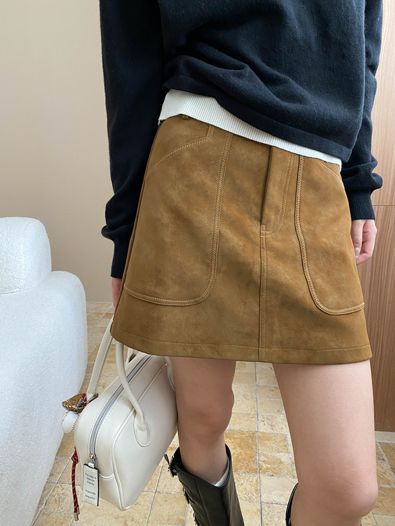 フェイクスエードAラインミニスカート