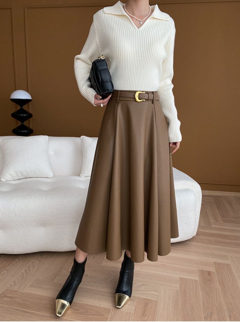 リブカラーニットプルオーバー