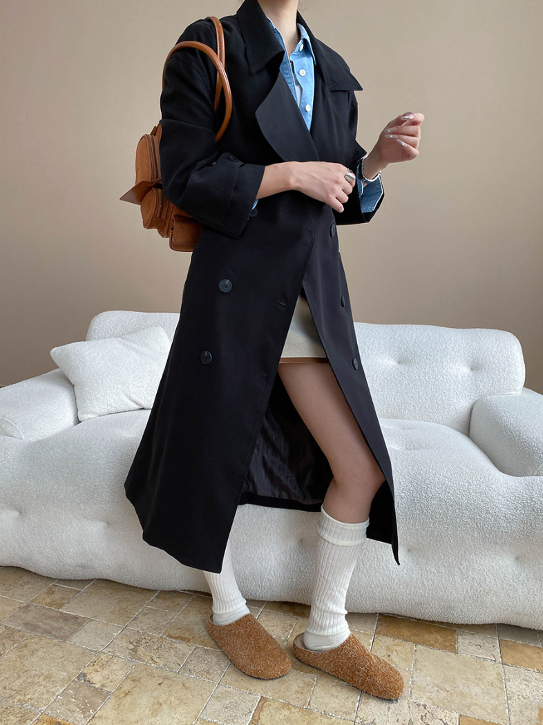 ダブルボタンロングトレンチコート