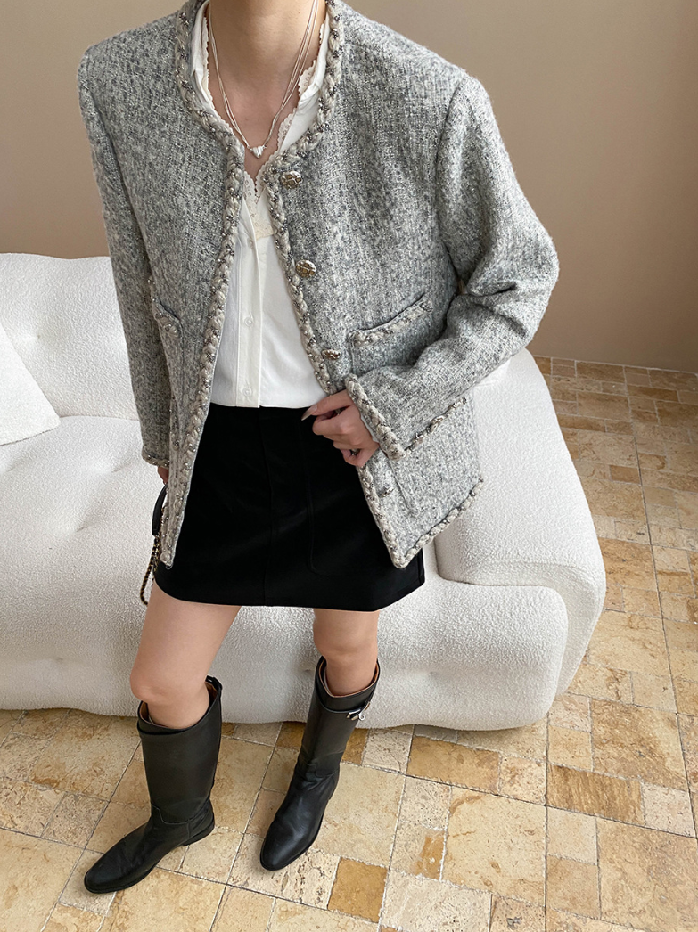 ツイードノーカラージャケット