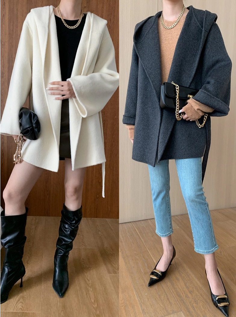 フード付きショートコート