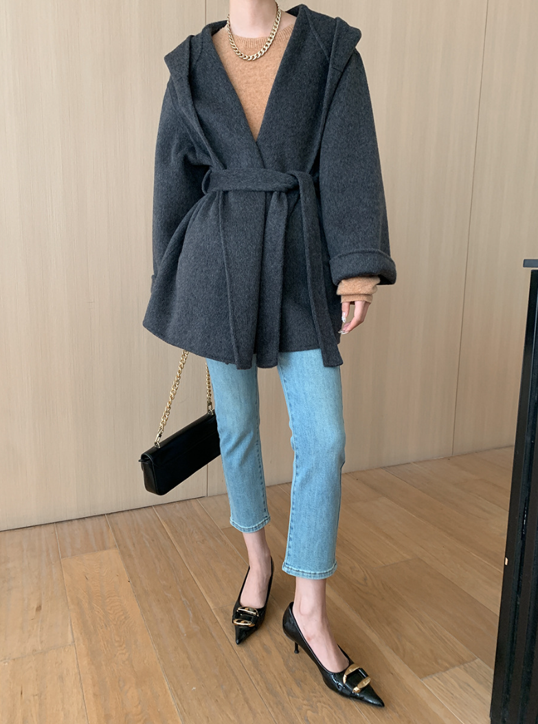 フード付きショートコート