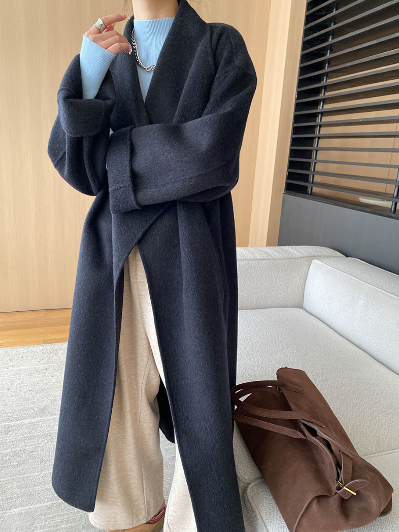 ウールブレンドオーバーサイズロングコート