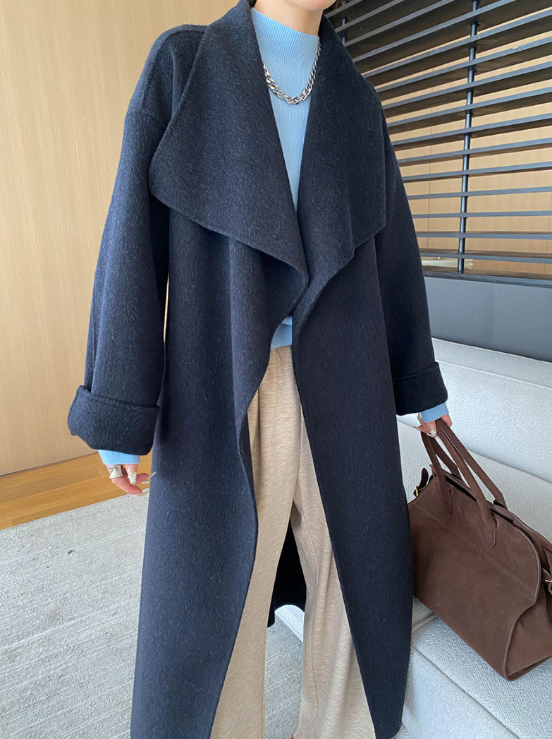ウールブレンドオーバーサイズロングコート