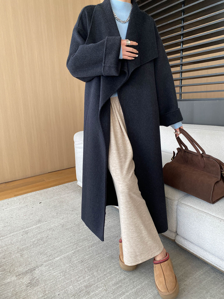 ウールブレンドオーバーサイズロングコート