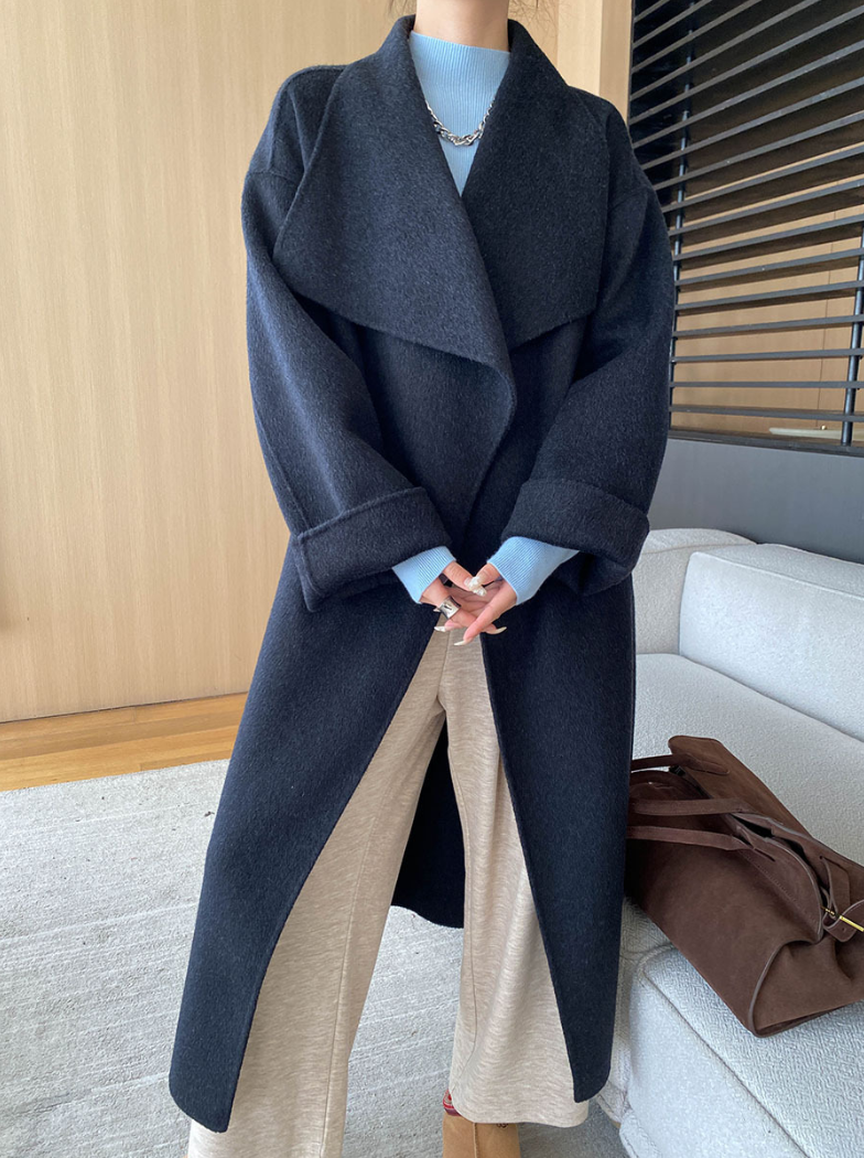 ウールブレンドオーバーサイズロングコート