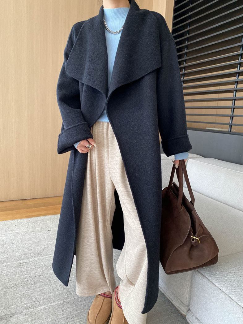 ウールブレンドオーバーサイズロングコート