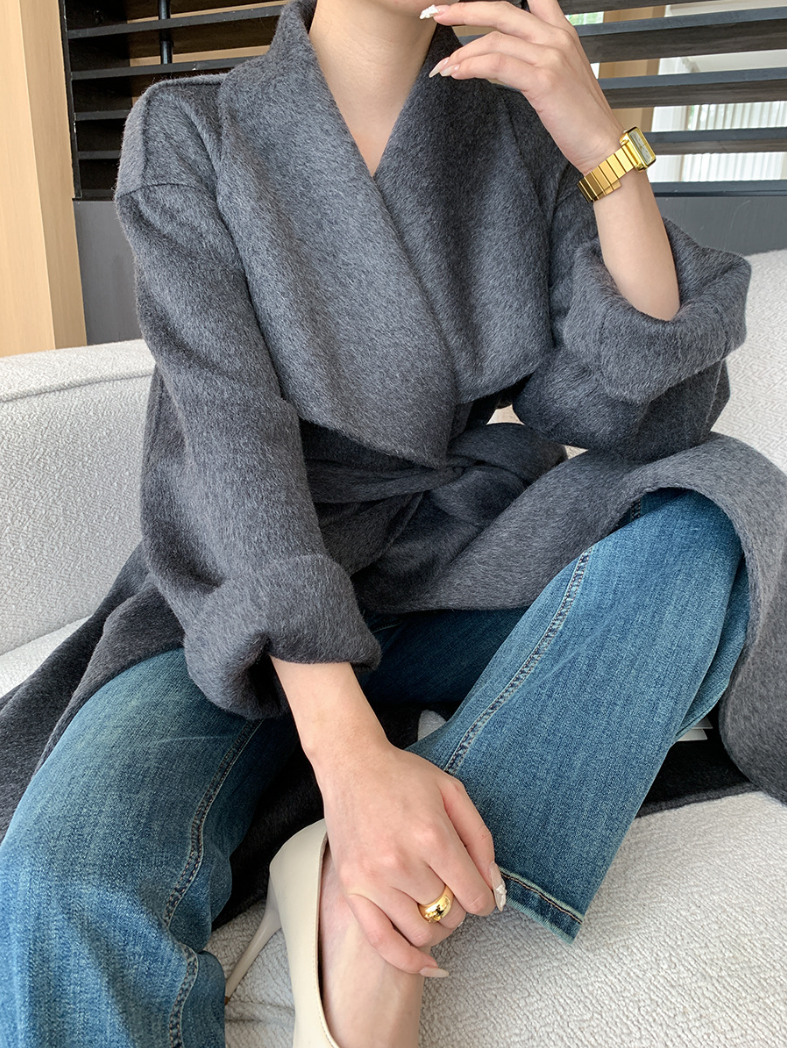 ウールブレンドオーバーサイズロングコート