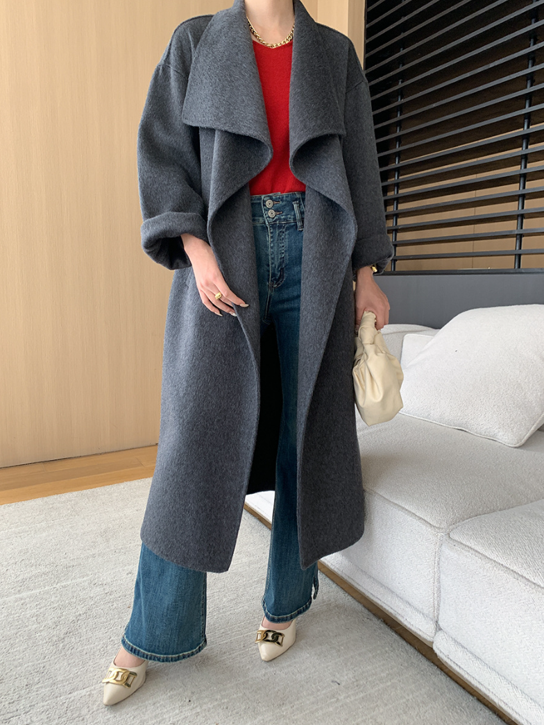 ウールブレンドオーバーサイズロングコート