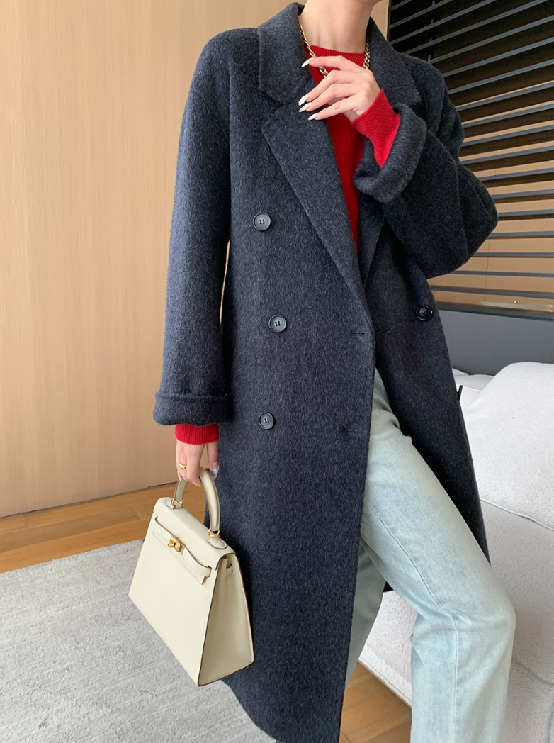 ダブルブレストウールロングコート