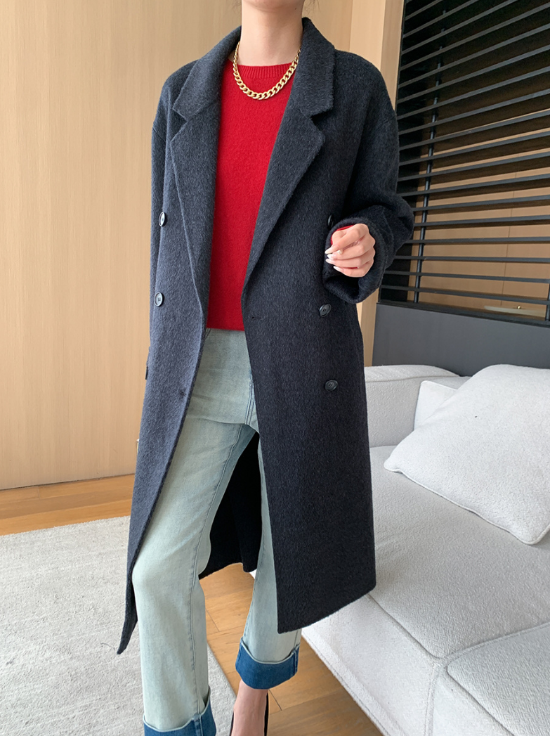 ダブルブレストウールロングコート