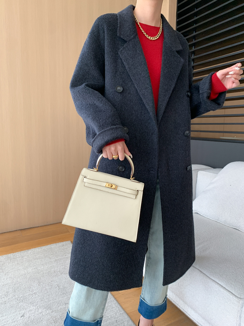 ダブルブレストウールロングコート