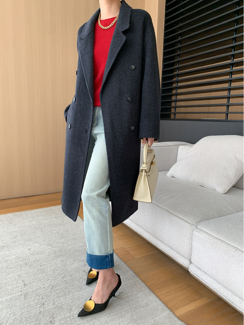 ダブルブレストウールロングコート