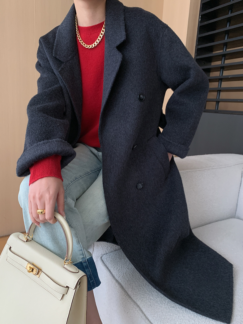 ダブルブレストウールロングコート