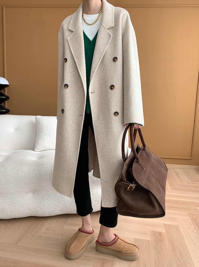 ダブルブレストウールロングコート
