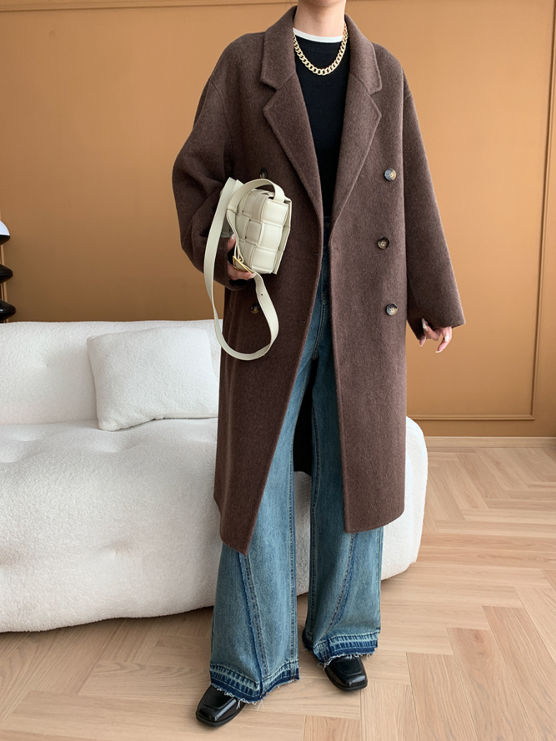 ダブルブレストウールロングコート