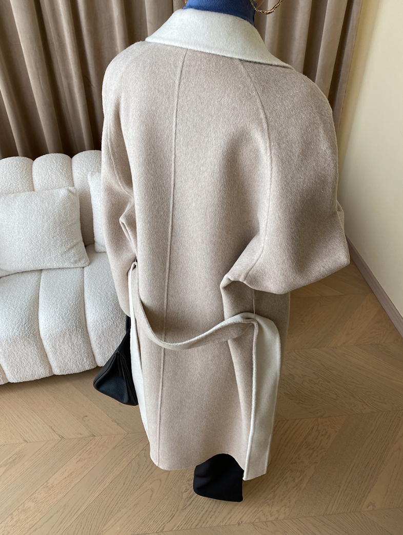 リバーシブルウールブレンドダブルブレストコート