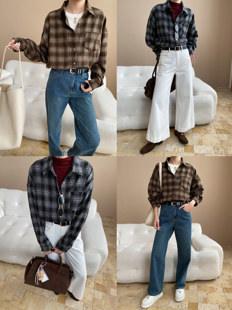 チェックオーバーサイズシャツ