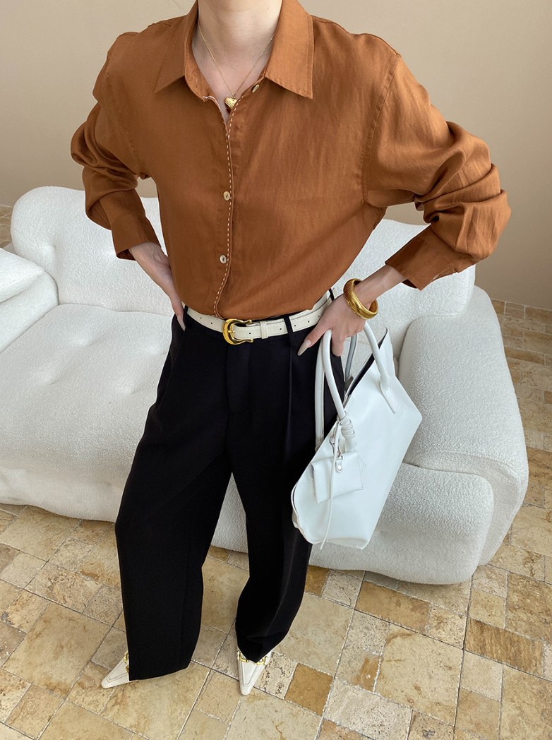 タックストレートパンツ