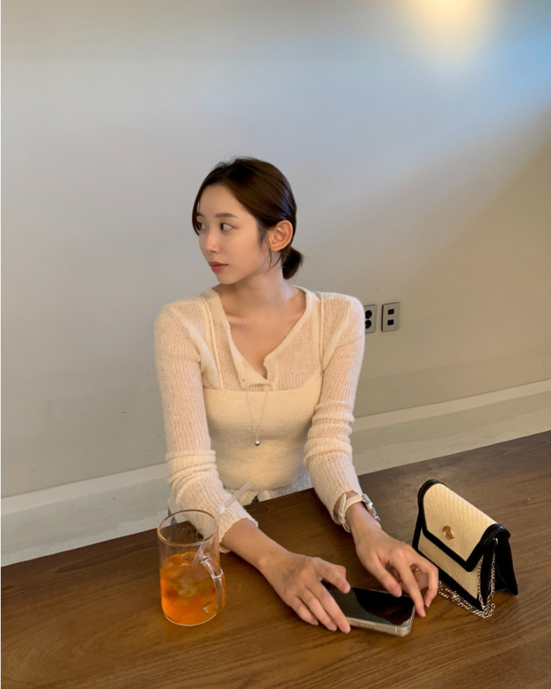 【一部即納】セミシアーカーデ×キャミソール セットトップス