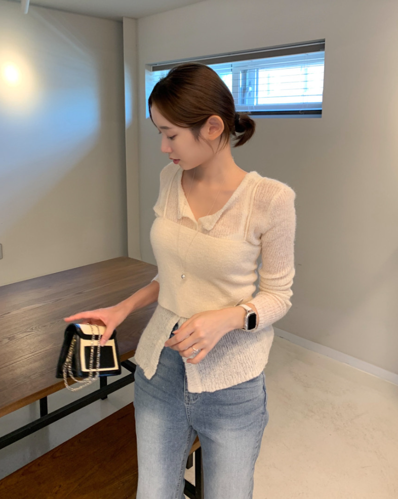 【一部即納】セミシアーカーデ×キャミソール セットトップス