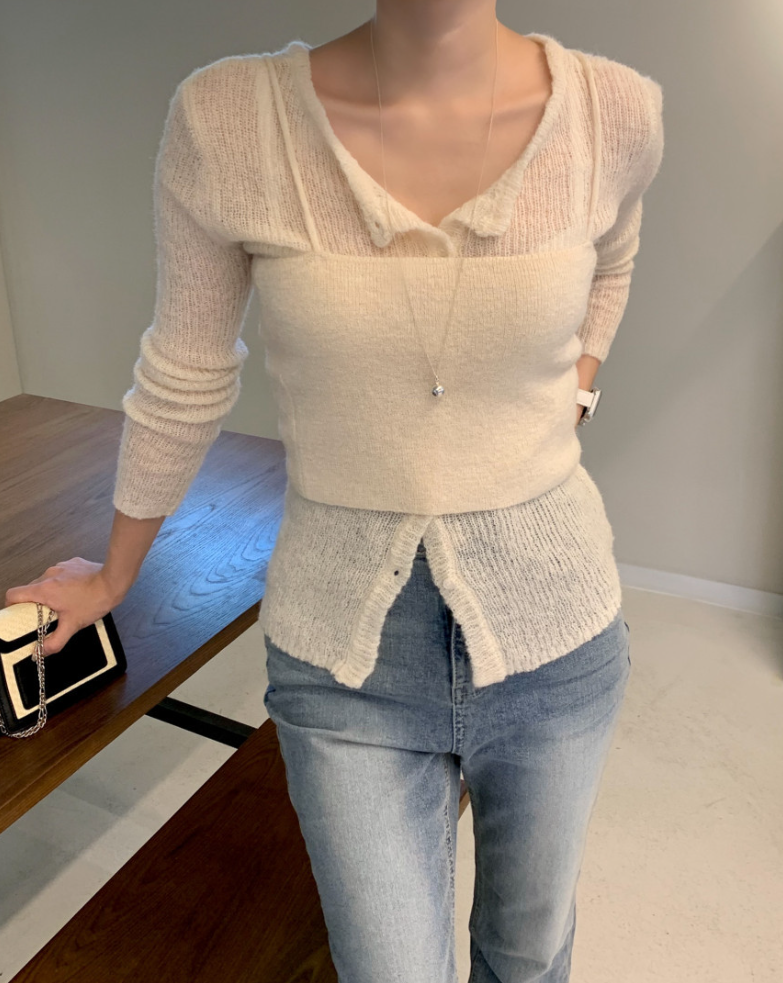 【即納】セミシアーカーデ×キャミソール セットトップス