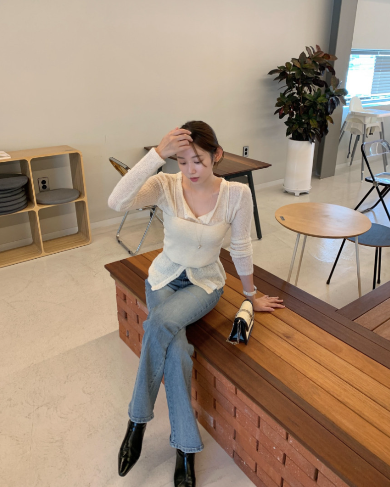 【即納】セミシアーカーデ×キャミソール セットトップス