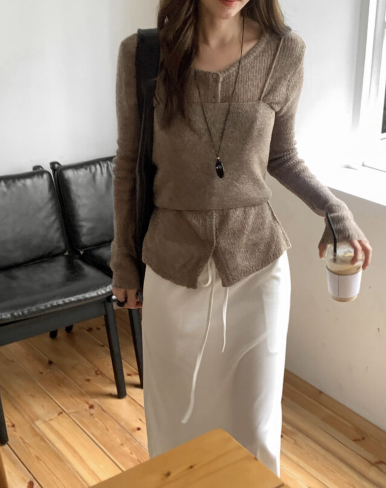 【即納】セミシアーカーデ×キャミソール セットトップス