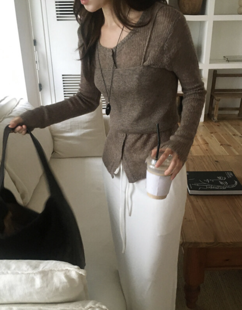 【即納】セミシアーカーデ×キャミソール セットトップス