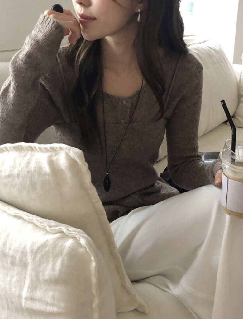 【即納】セミシアーカーデ×キャミソール セットトップス