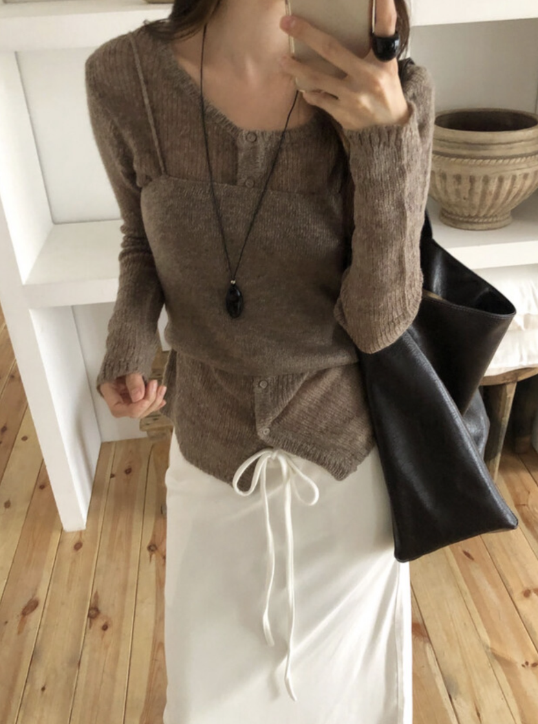 【一部即納】セミシアーカーデ×キャミソール セットトップス