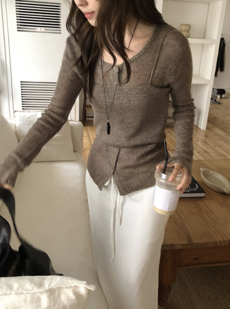 【一部即納】セミシアーカーデ×キャミソール セットトップス