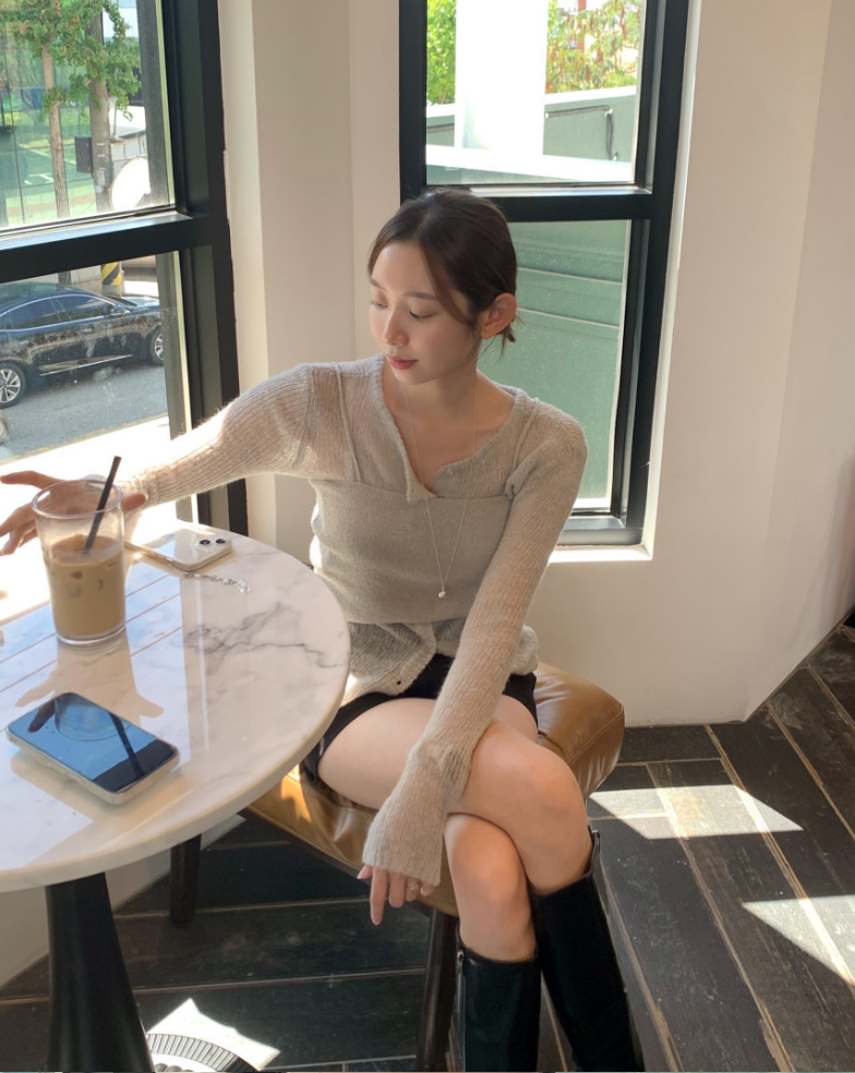 【一部即納】セミシアーカーデ×キャミソール セットトップス