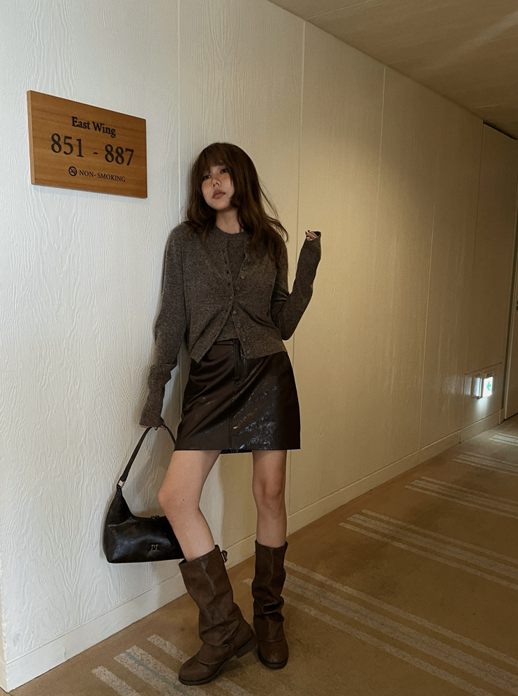 ボタンカーディガン×ノースリーブニット セットトップス