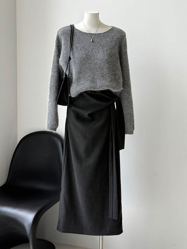 ウールライクラップロングスカート