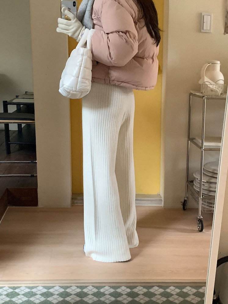 リブニットワイドパンツ