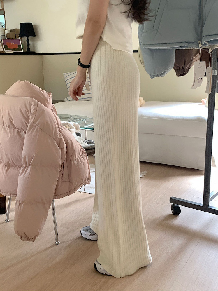 リブニットワイドパンツ