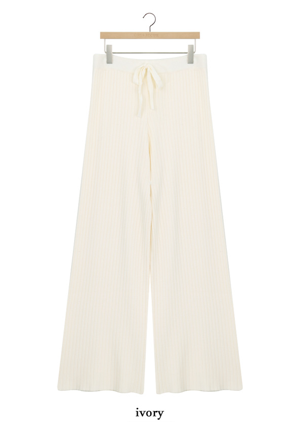 リブニットワイドパンツ