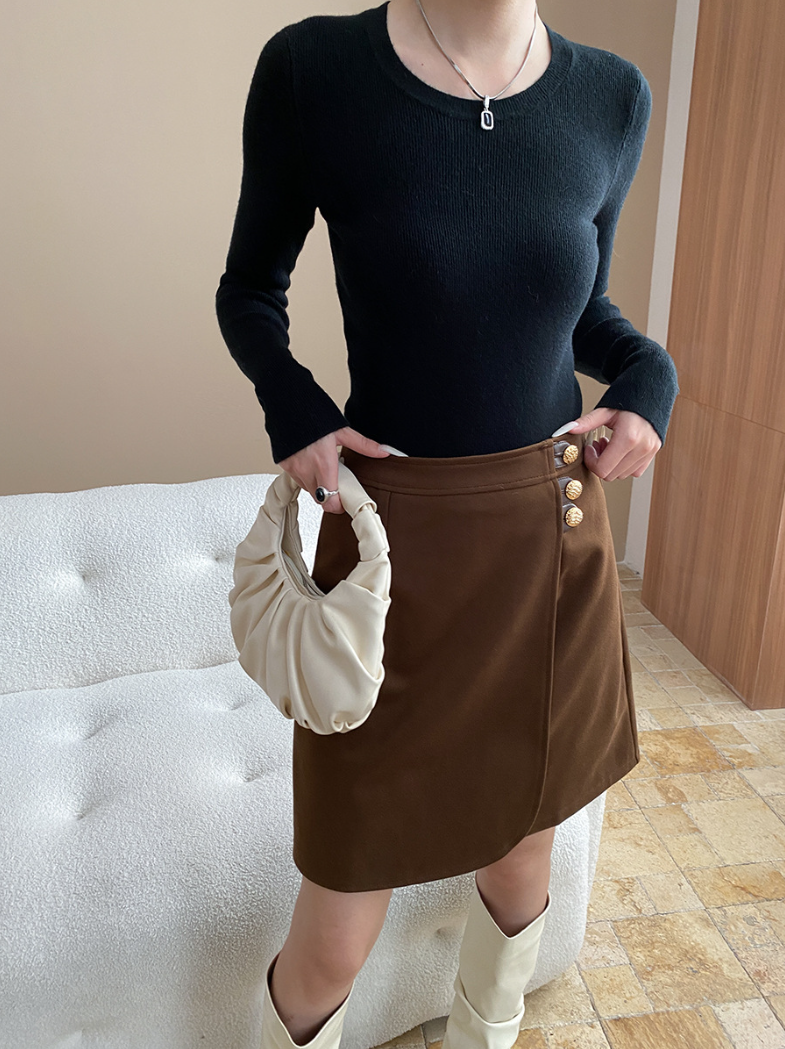 ベーシックフィットリブニットトップス