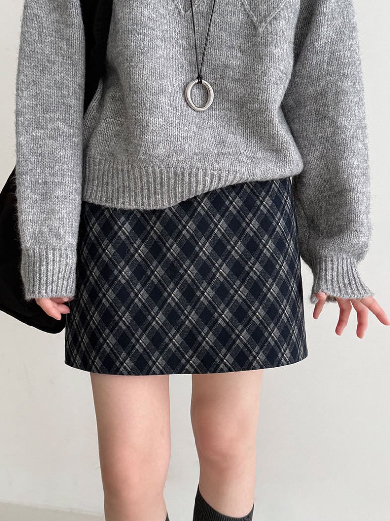 チェックAラインミニスカート