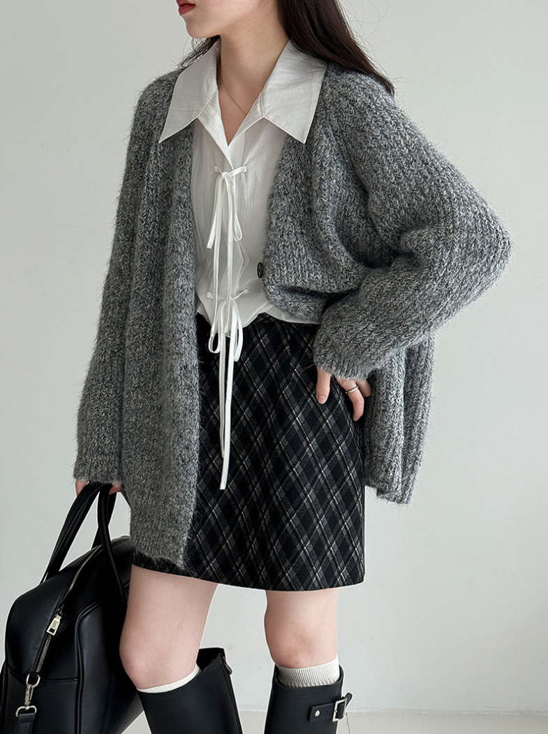 チェックAラインミニスカート