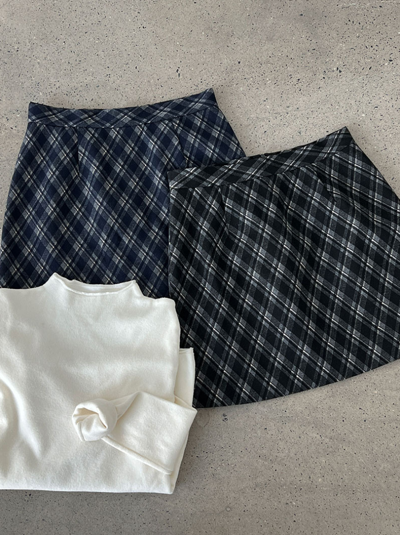 チェックAラインミニスカート