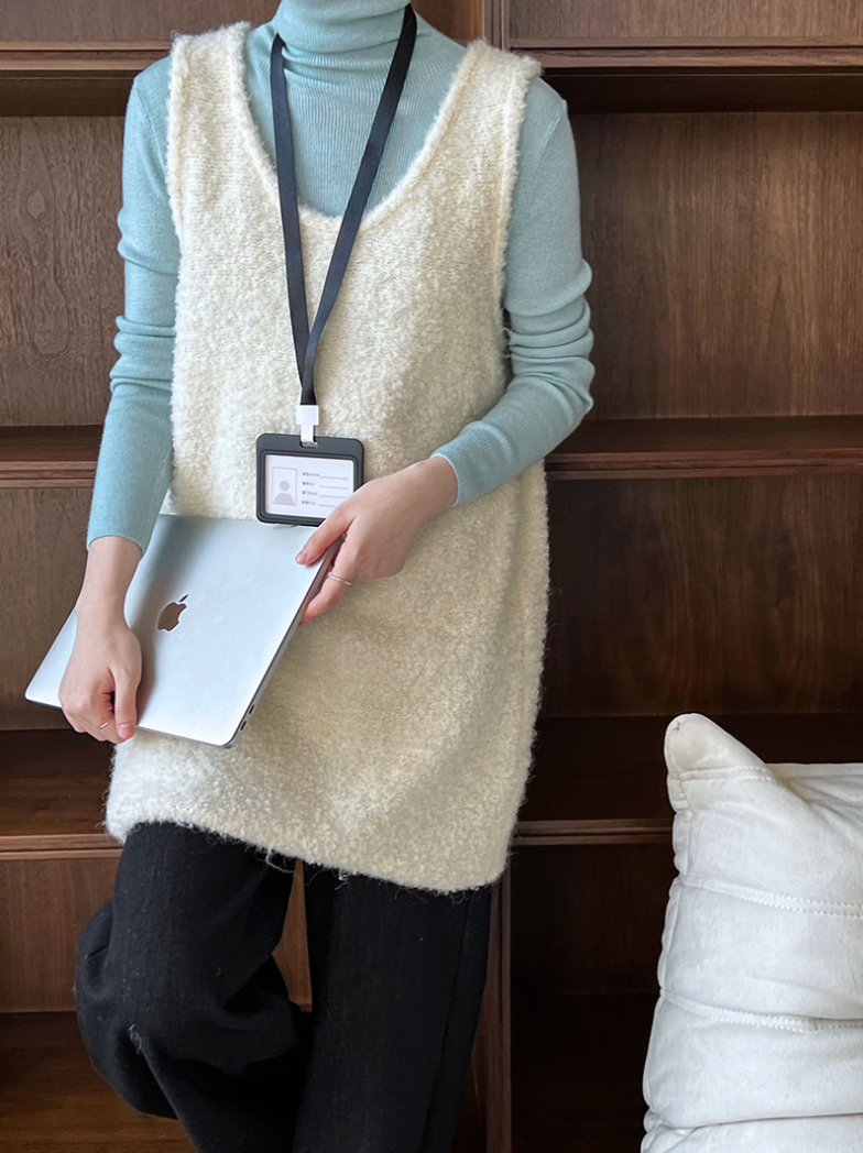 ボアタッチニットベストワンピース