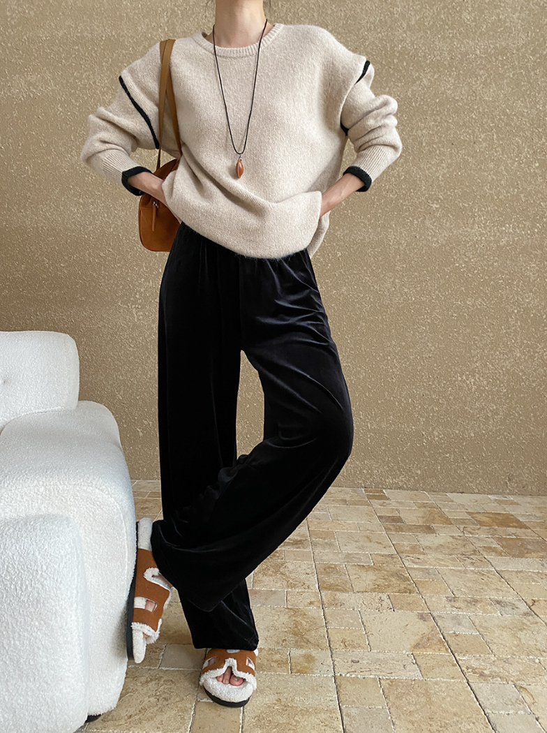 コントラストラインニットプルオーバー