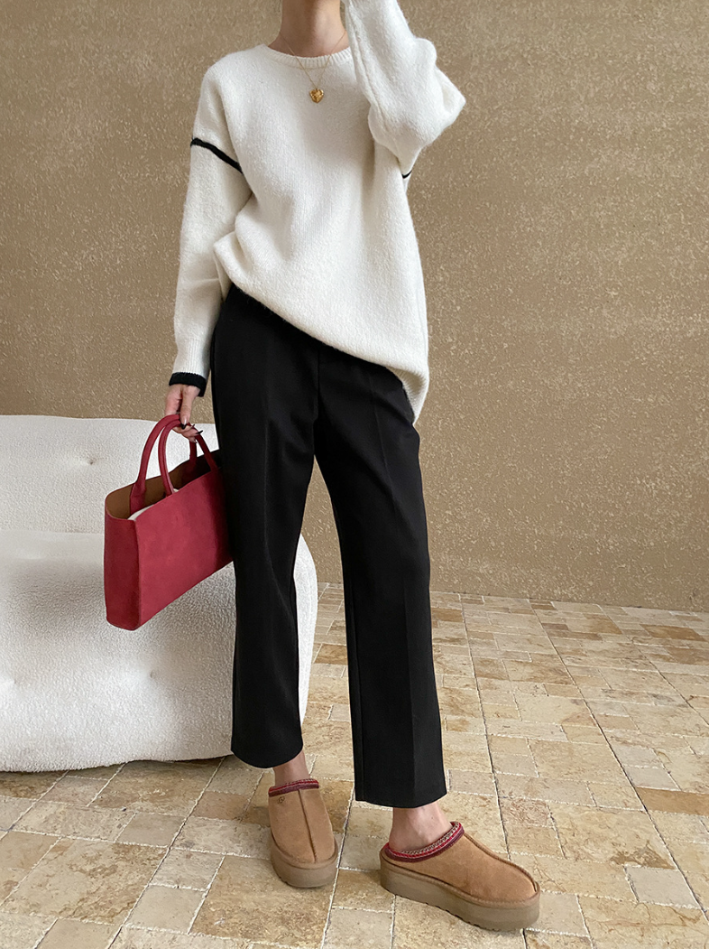 コントラストラインニットプルオーバー