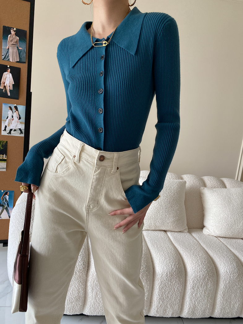 ワイドカラーニットカーディガン