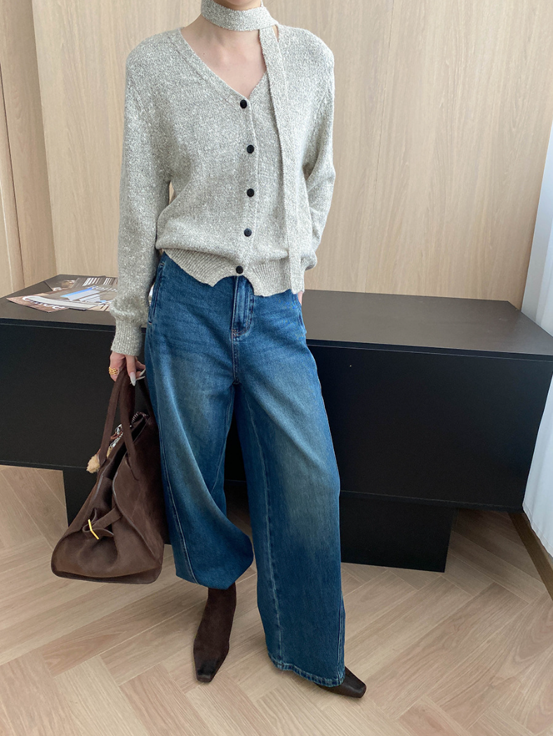 タイリボンVネックカーディガン