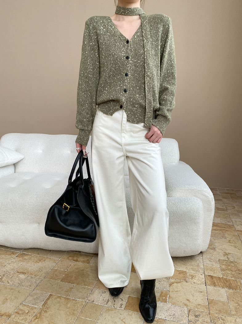 タイリボンVネックカーディガン